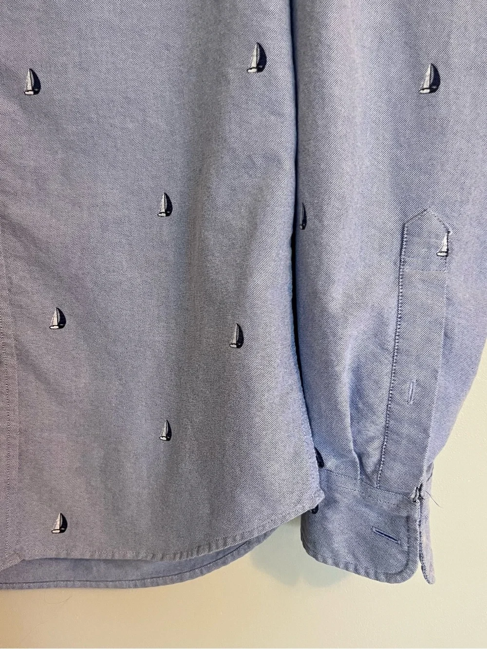 J. Crew Light Blue Button-Down Shirt with Sailboat Details
